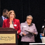 Dean Hiskes talking at the podium